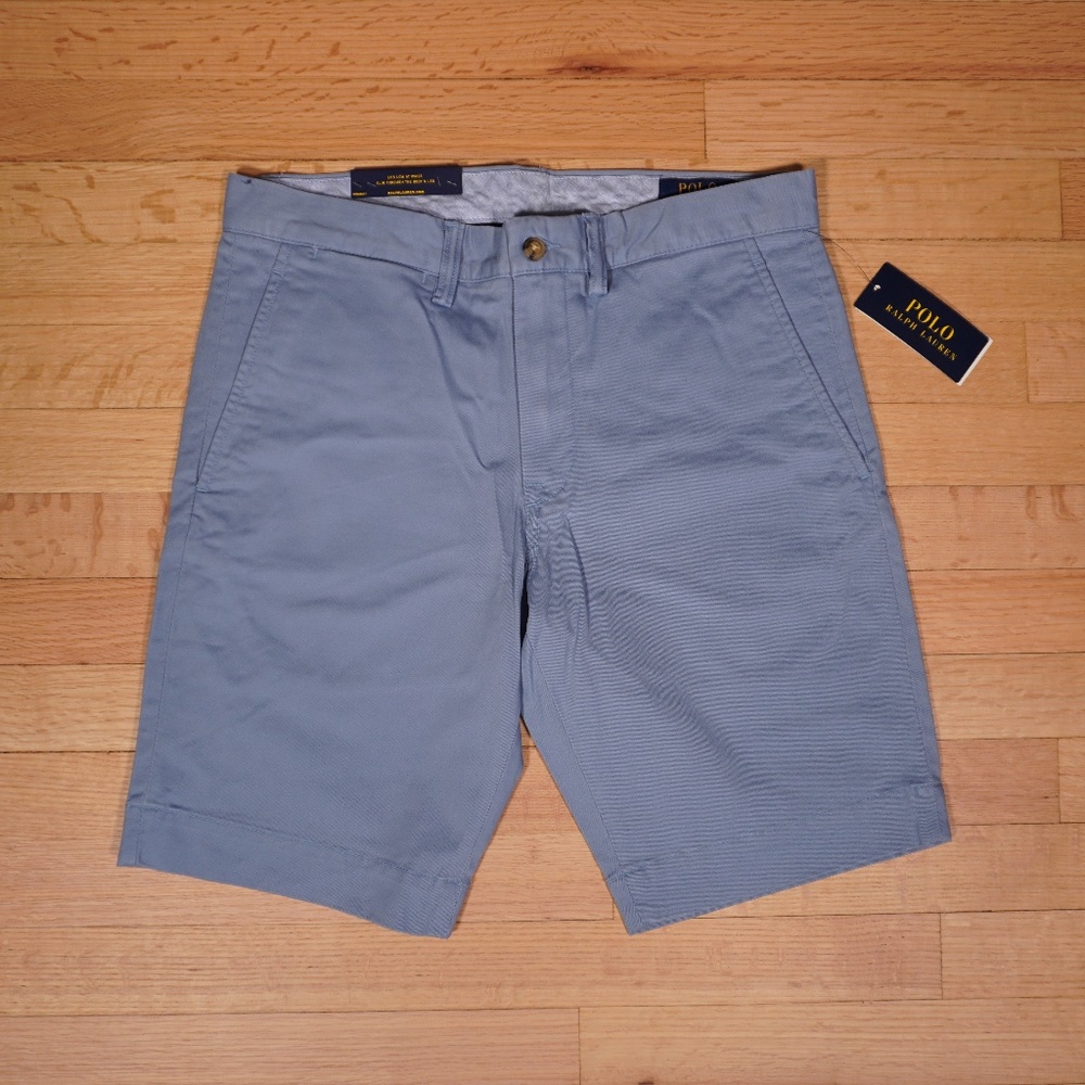 Polo Ralph Lauren Blue Chino Shorts Size 30 Cotton Elastane Brand New